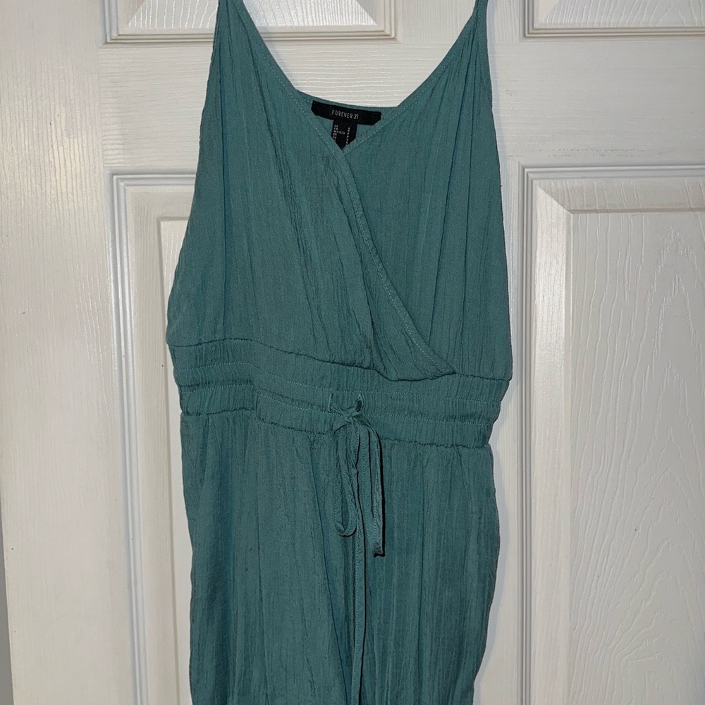 Forever 21 Teal Sleeveless Jumpsuit